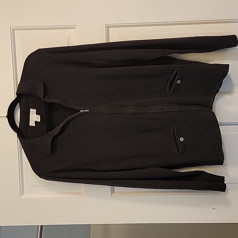 Christopher Banks 1X black zip up sweater